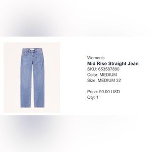 Abercrombie mid rise straight jean